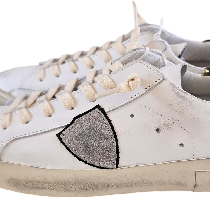 Philippe Model Sneakers cuir blanc logo gris spoiler vert suède Philippe Model Homme baskets PRLU VW35 Divers