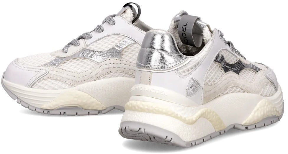 Philippe Model Baskets Odeon cuir mesh blanc spoiler argent BZLD VR04 Philippe Model femme Divers