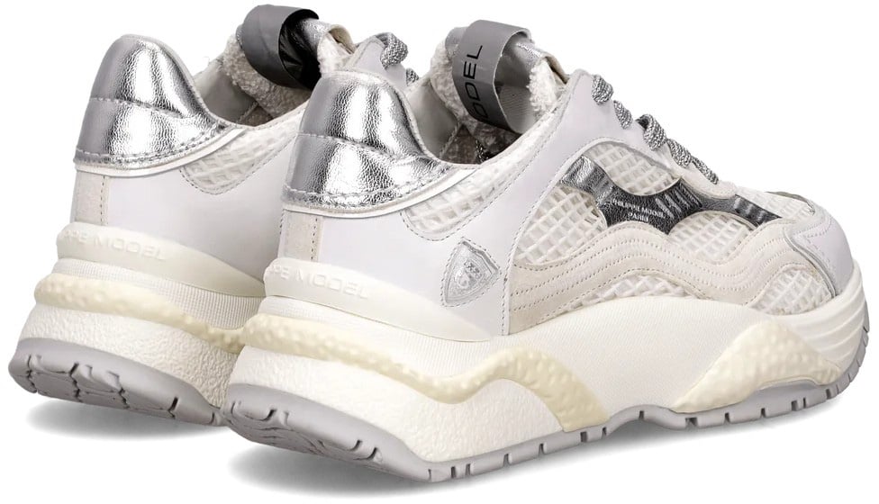 Philippe Model Baskets Odeon cuir mesh blanc spoiler argent BZLD VR04 Philippe Model femme Divers