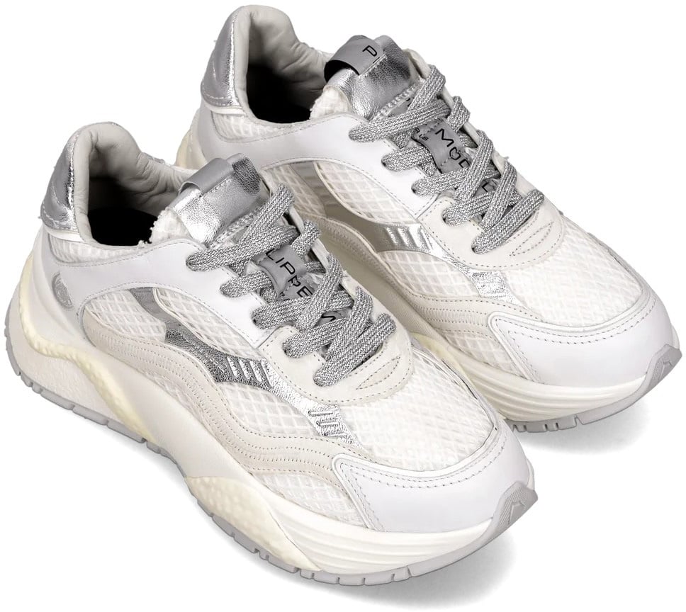 Philippe Model Baskets Odeon cuir mesh blanc spoiler argent BZLD VR04 Philippe Model femme Divers