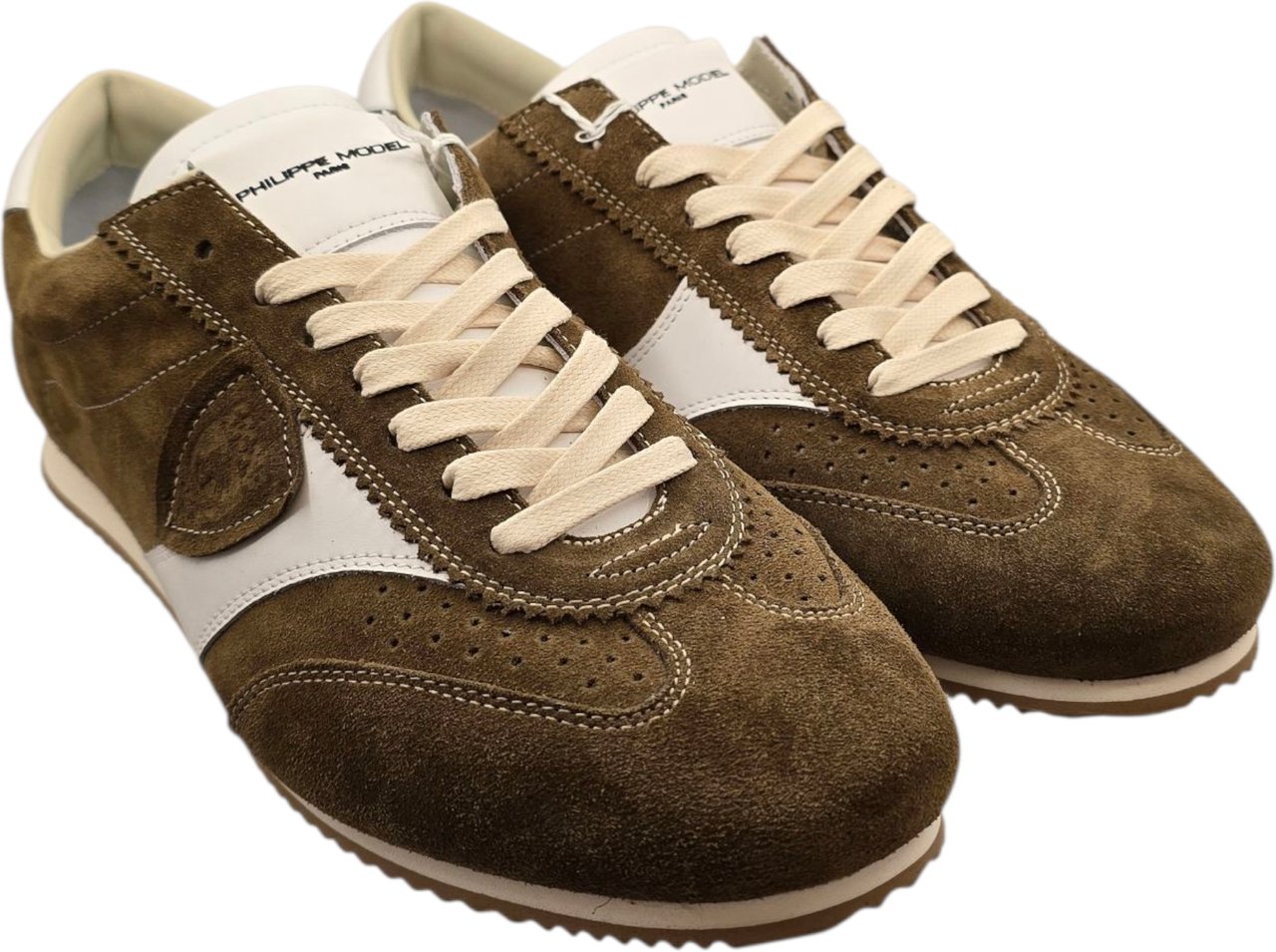 Philippe Model Baskets Planche daim militaire cuir blanc Philippe Model Homme PNLU D005 Divers
