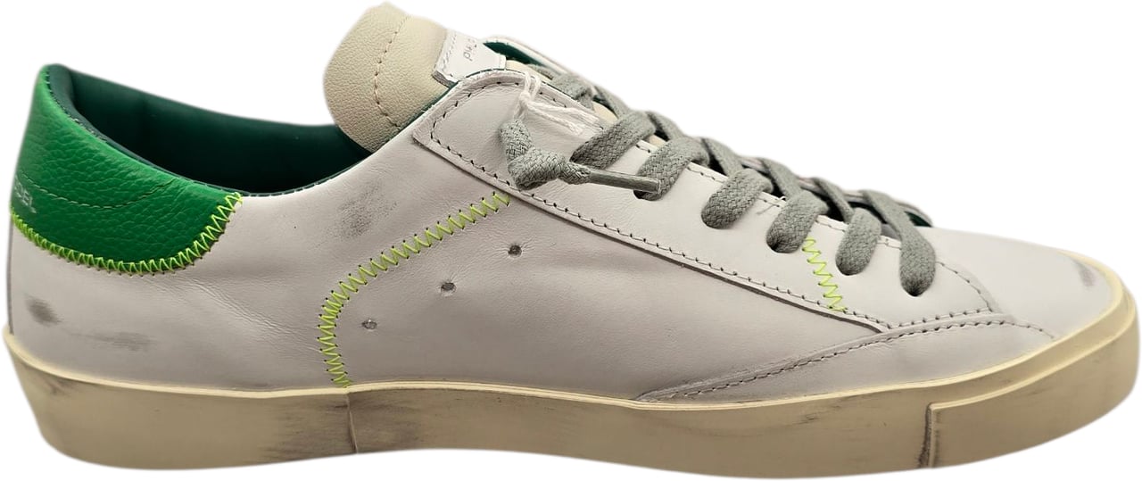 Philippe Model Sneakers Paris cuir blanc spoiler vert fluo Philippe Model Homme PRLU VP21 baskets Divers