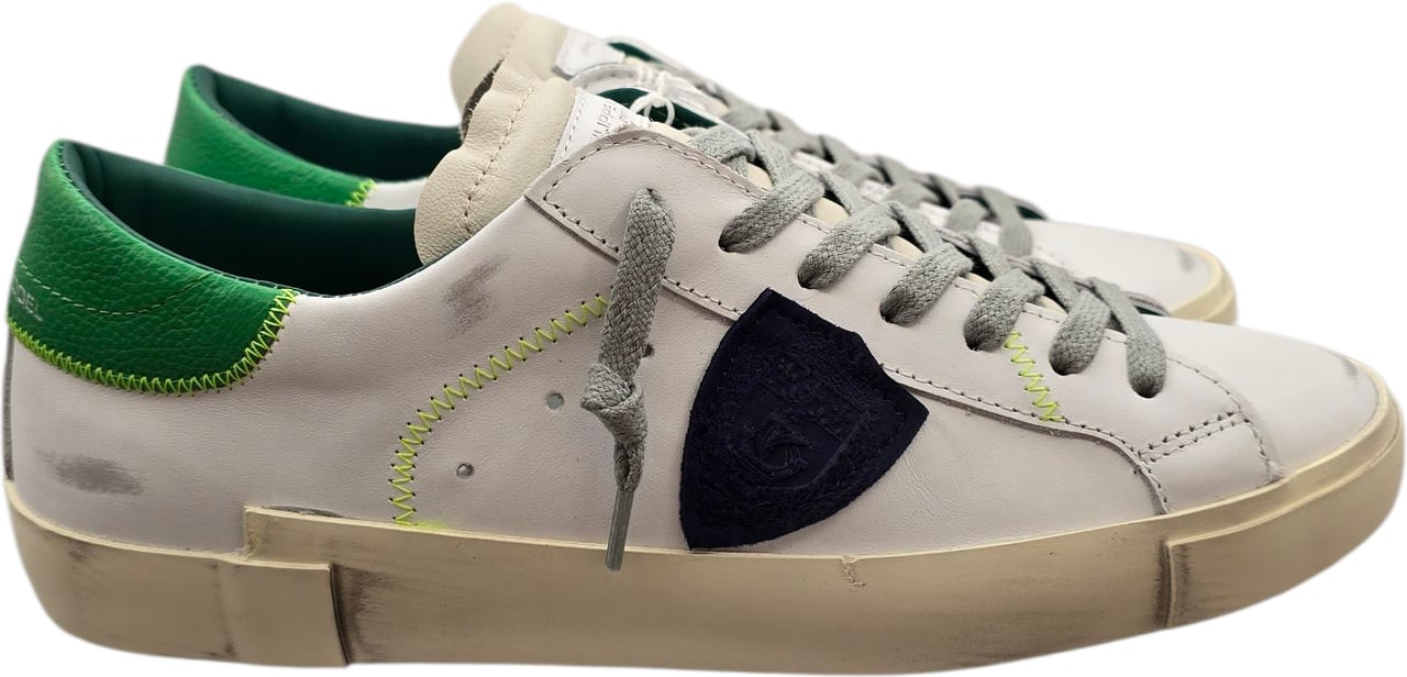 Philippe Model Sneakers Paris cuir blanc spoiler vert fluo Philippe Model Homme PRLU VP21 baskets Divers