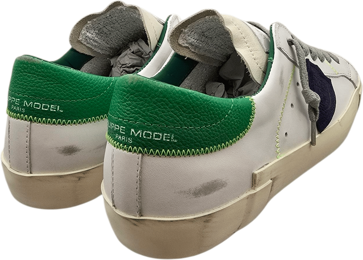 Philippe Model Sneakers Paris cuir blanc spoiler vert fluo Philippe Model Homme PRLU VP21 baskets Divers