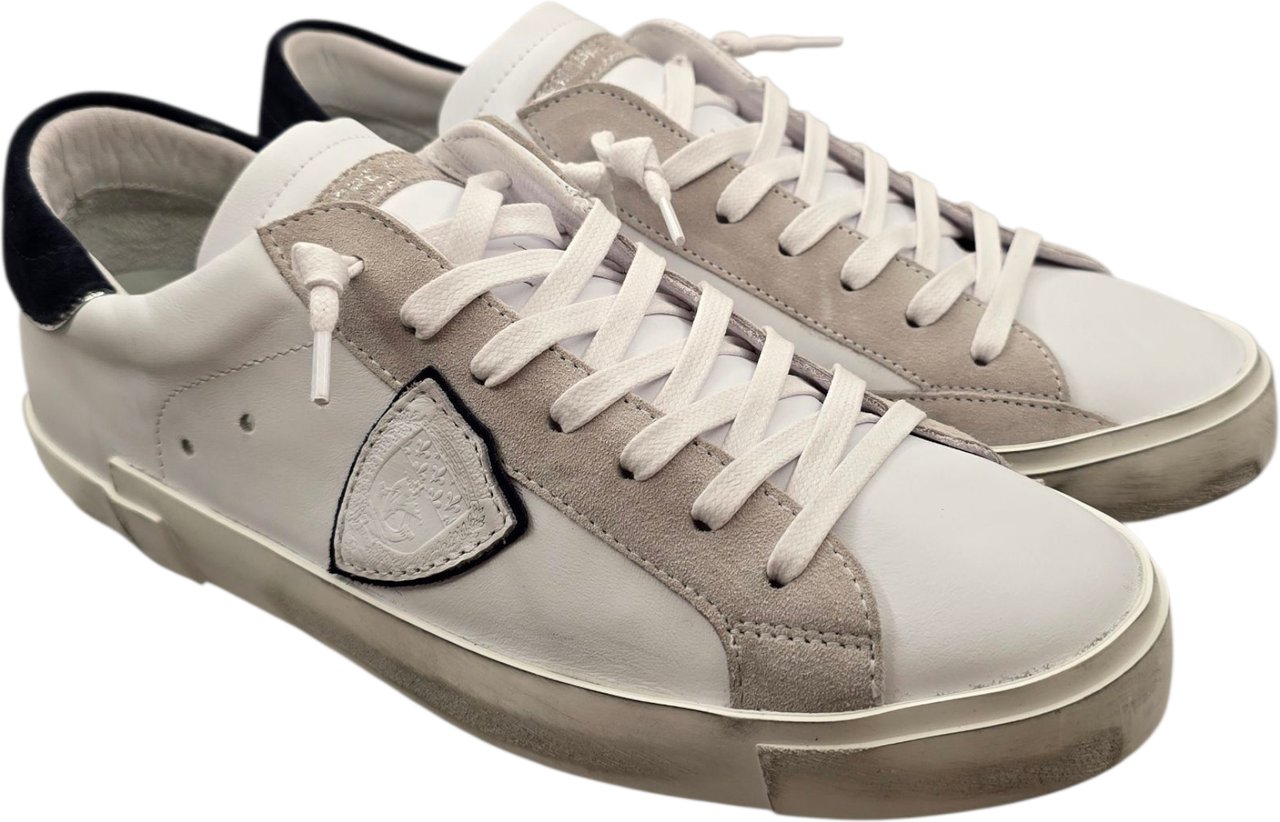 Philippe Model Sneakers Paris cuir blanc spoiler suède navy Pop Philippe Model Homme PRLU VX22 baskets Divers