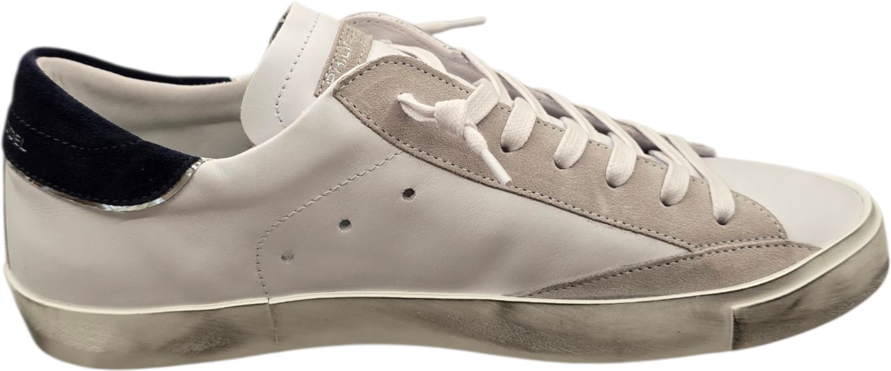 Philippe Model Sneakers Paris cuir blanc spoiler suède navy Pop Philippe Model Homme PRLU VX22 baskets Divers