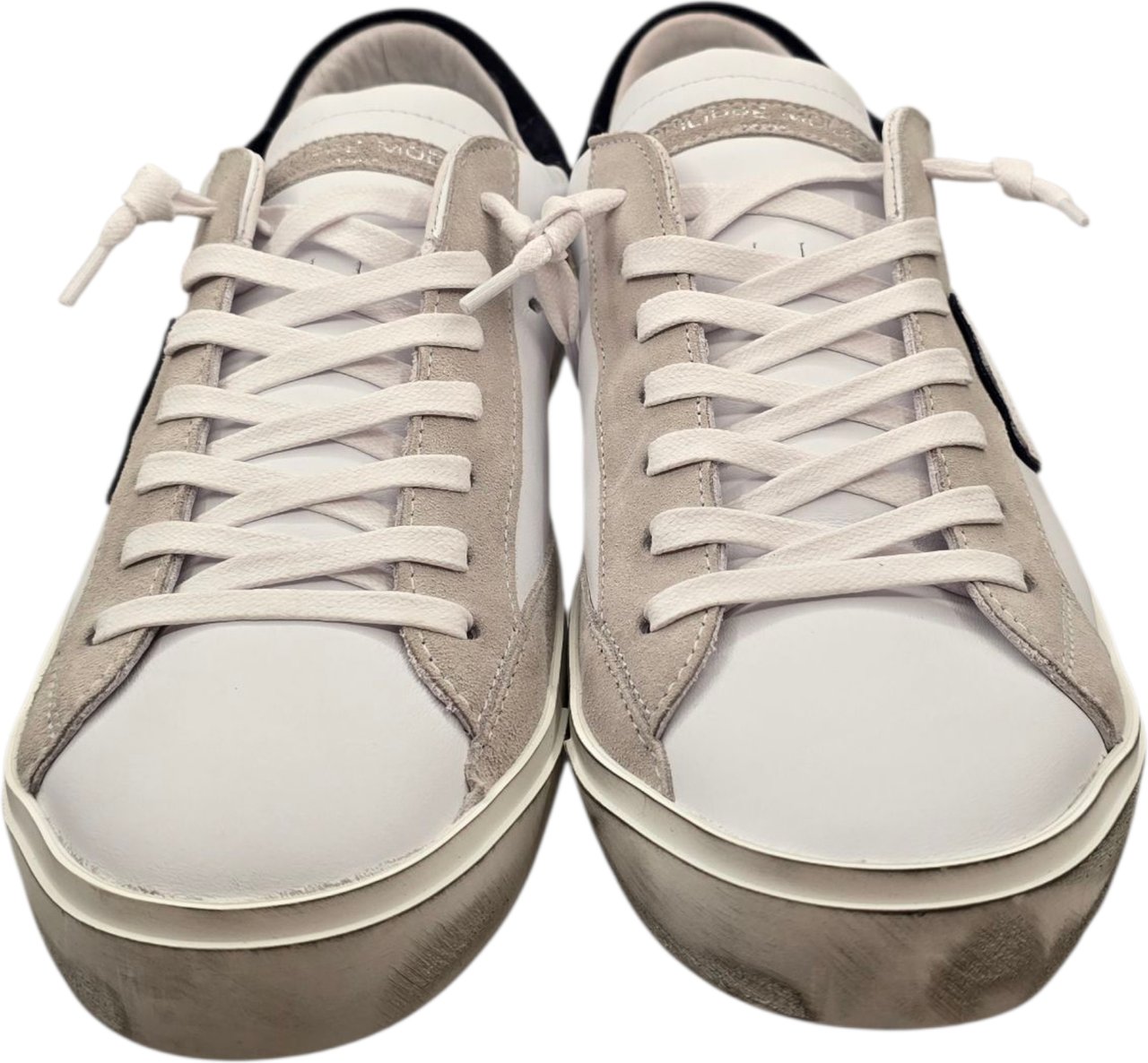 Philippe Model Sneakers Paris cuir blanc spoiler suède navy Pop Philippe Model Homme PRLU VX22 baskets Divers