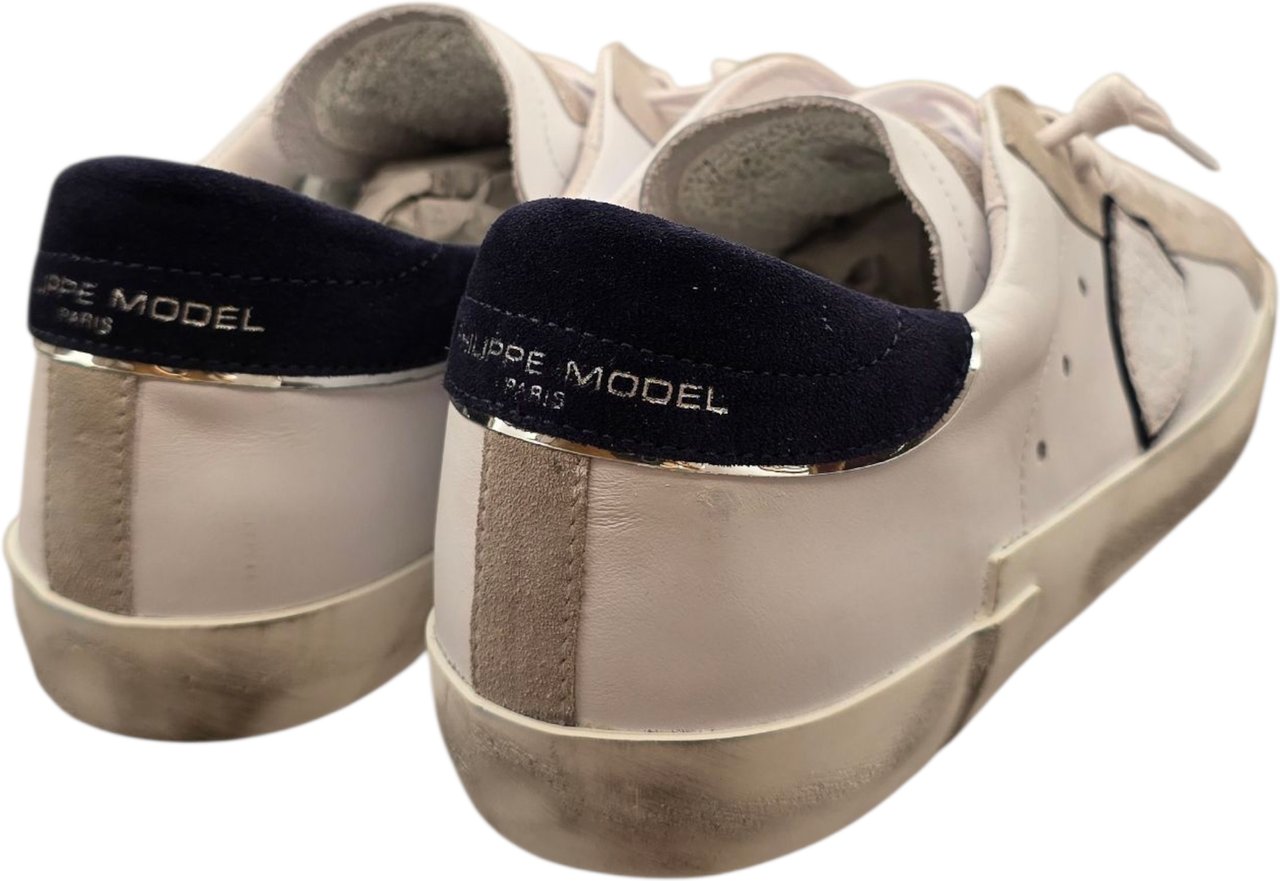 Philippe Model Sneakers Paris cuir blanc spoiler suède navy Pop Philippe Model Homme PRLU VX22 baskets Divers