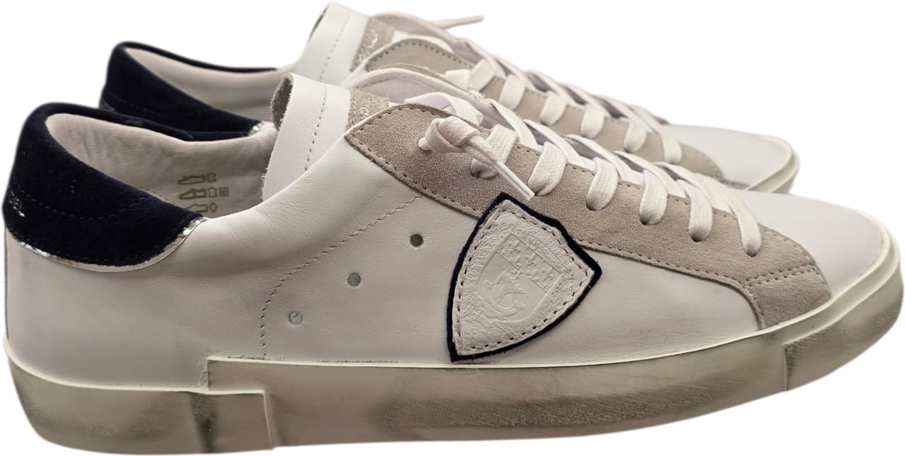Philippe Model Sneakers Paris cuir blanc spoiler suède navy Pop Philippe Model Homme PRLU VX22 baskets Divers