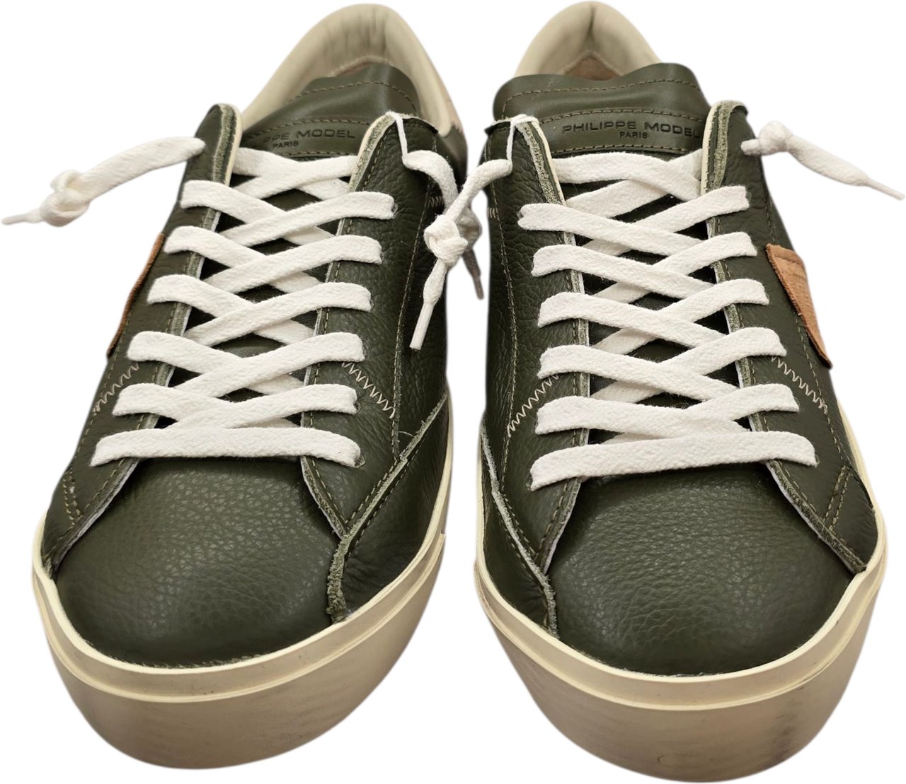 Philippe Model Sneakers Paris cuir veau cerf militaire spoiler sable Philippe Model Homme PRLU VZ05 Baskets Divers