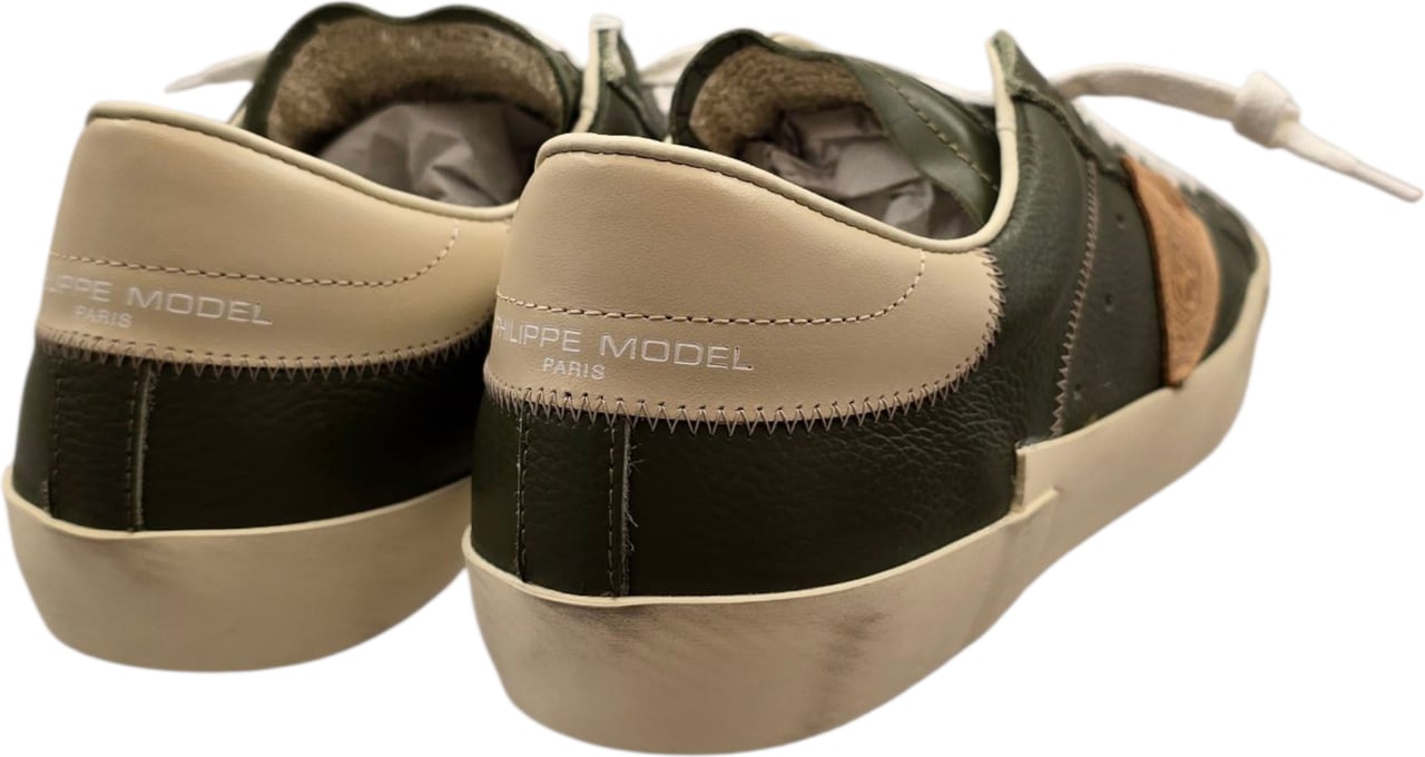 Philippe Model Sneakers Paris cuir veau cerf militaire spoiler sable Philippe Model Homme PRLU VZ05 Baskets Divers