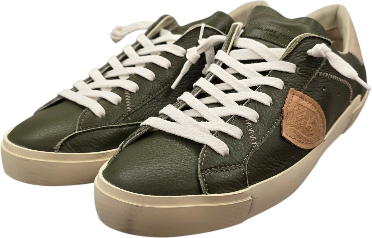 Philippe Model Sneakers Paris cuir veau cerf militaire spoiler sable Philippe Model Homme PRLU VZ05 Baskets Divers