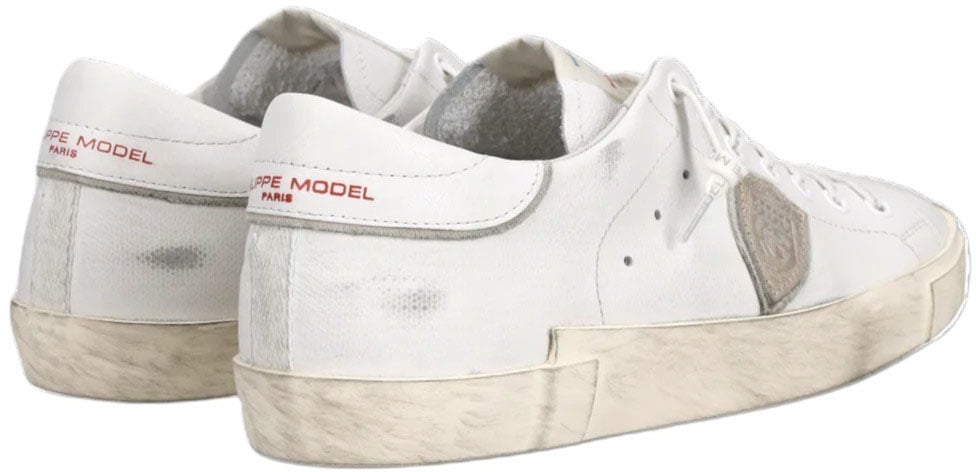 Philippe Model Sneakers Paris cuir blanc logo crème Philippe Model Homme PRSX PRLU FG01 Wit