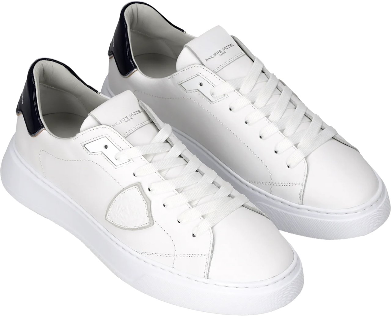 Philippe Model Temple Low Man Blanc/Blue Sneakers Wit