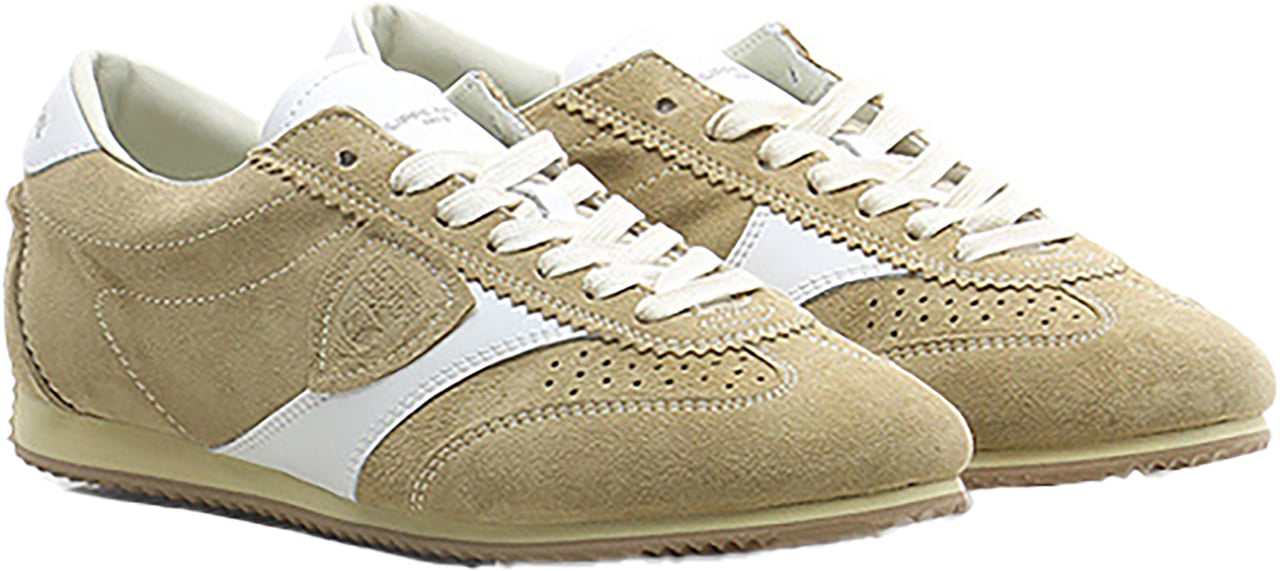 Philippe Model Suede Sneakers With Smooth Leather Accents Neutraal