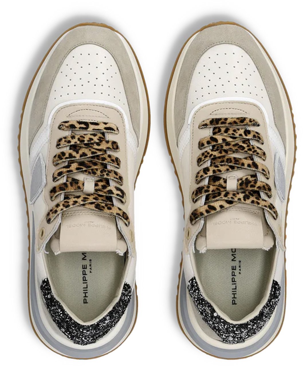 Philippe Model Sneakers Veau Glitter_Sable' Wit