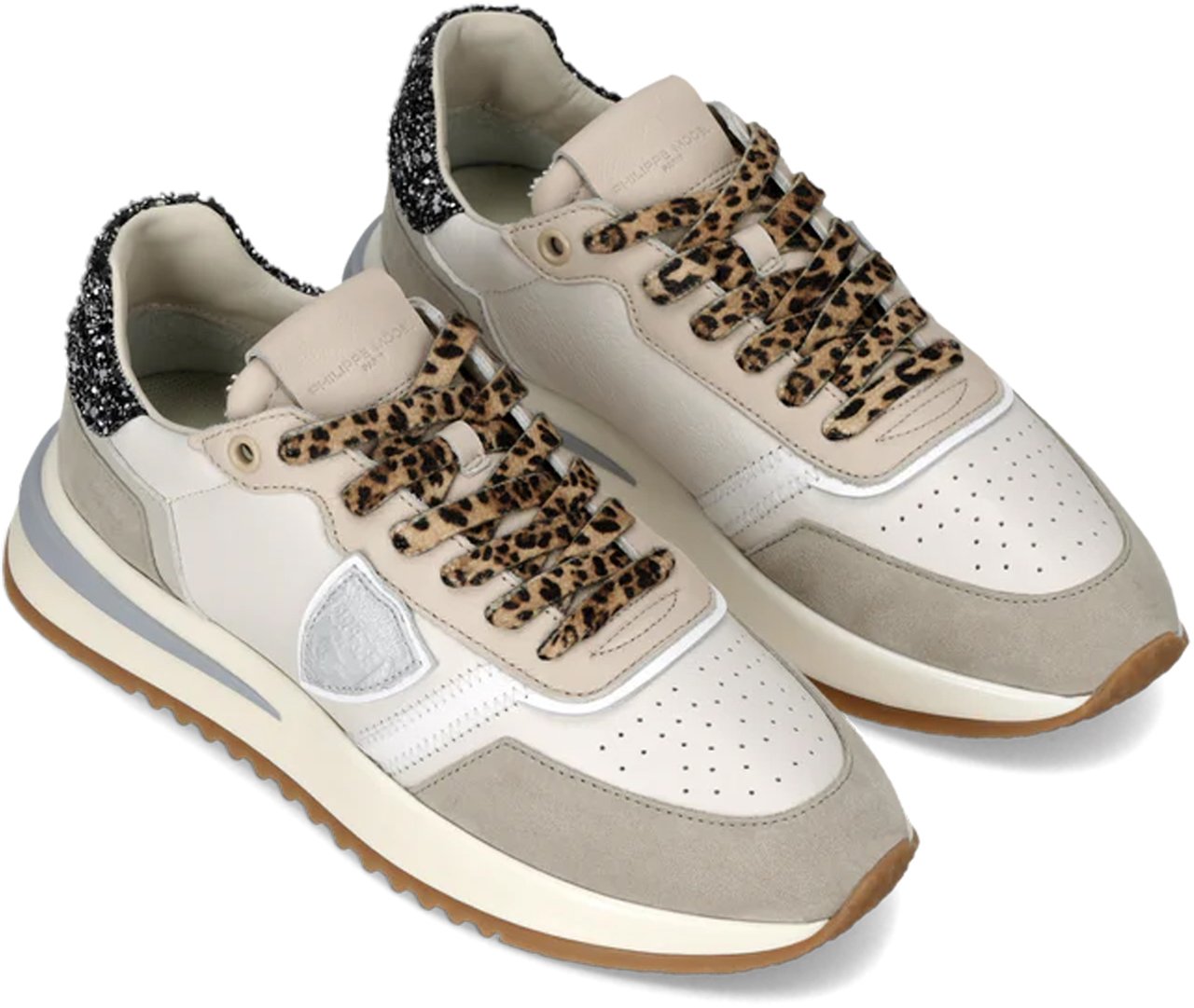 Philippe Model Sneakers Veau Glitter_Sable' Wit