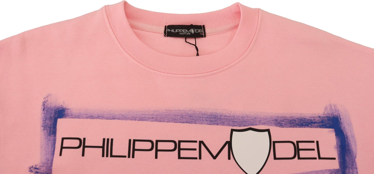 Philippe Model Pink Printed Long Sleeves Pullover Sweater Roze