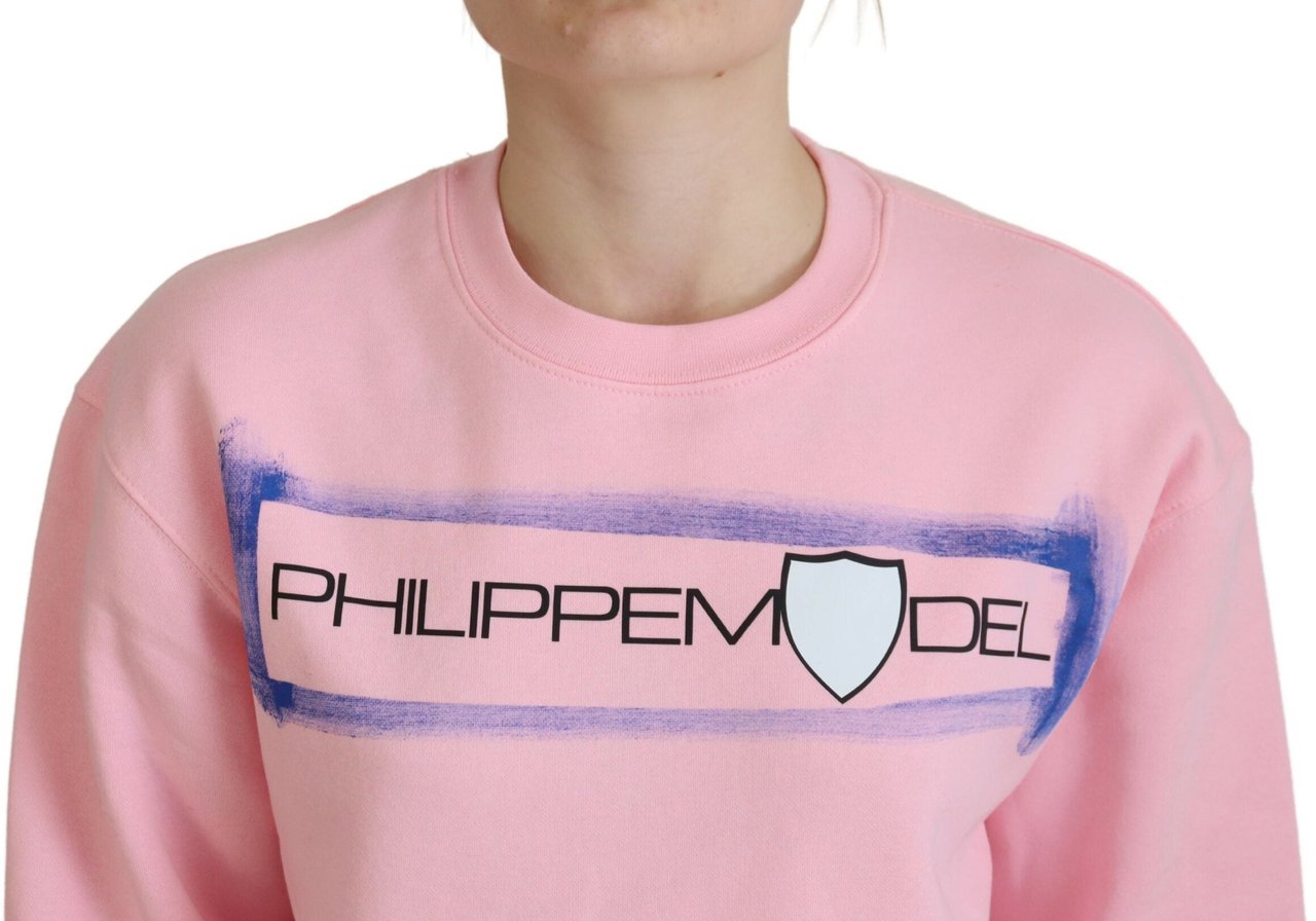Philippe Model Pink Printed Long Sleeves Pullover Sweater Roze