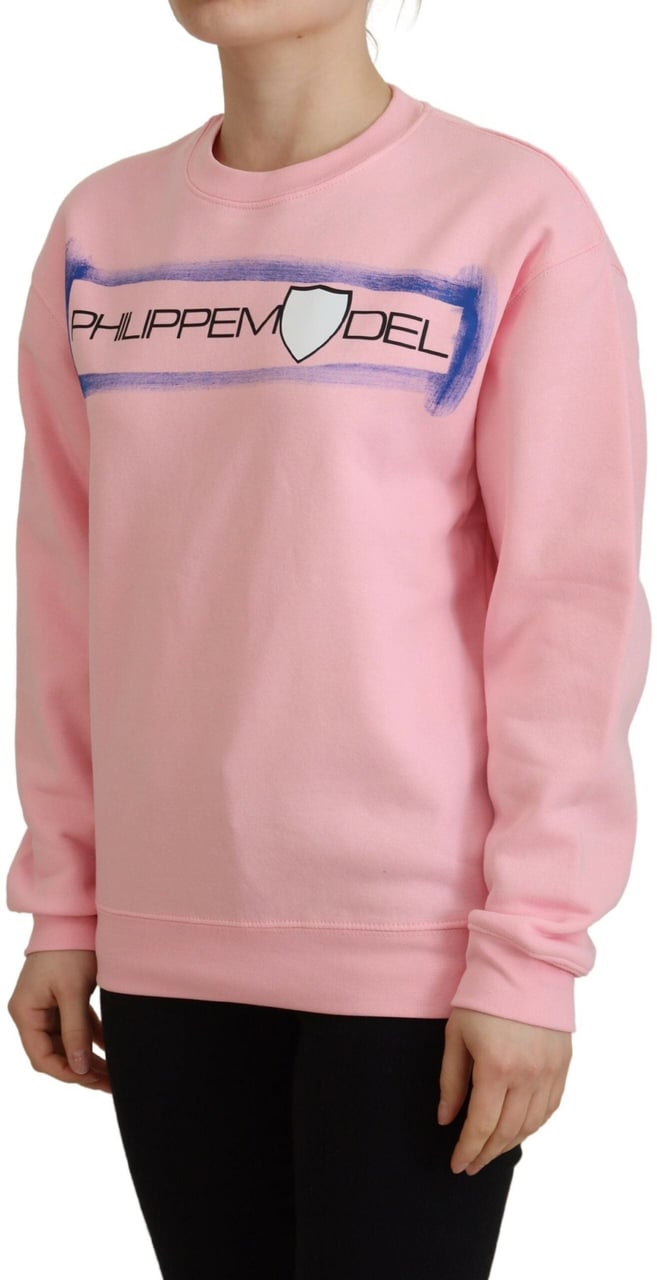 Philippe Model Pink Printed Long Sleeves Pullover Sweater Roze