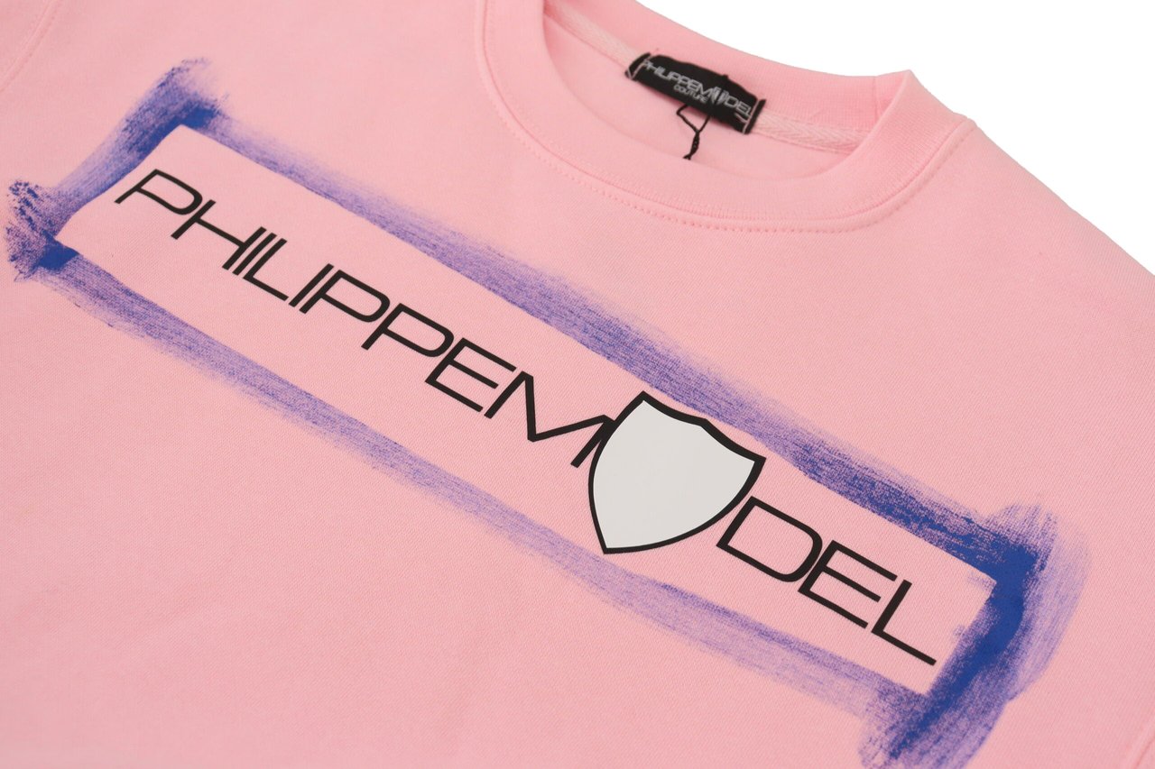 Philippe Model Pink Printed Long Sleeves Pullover Sweater Roze
