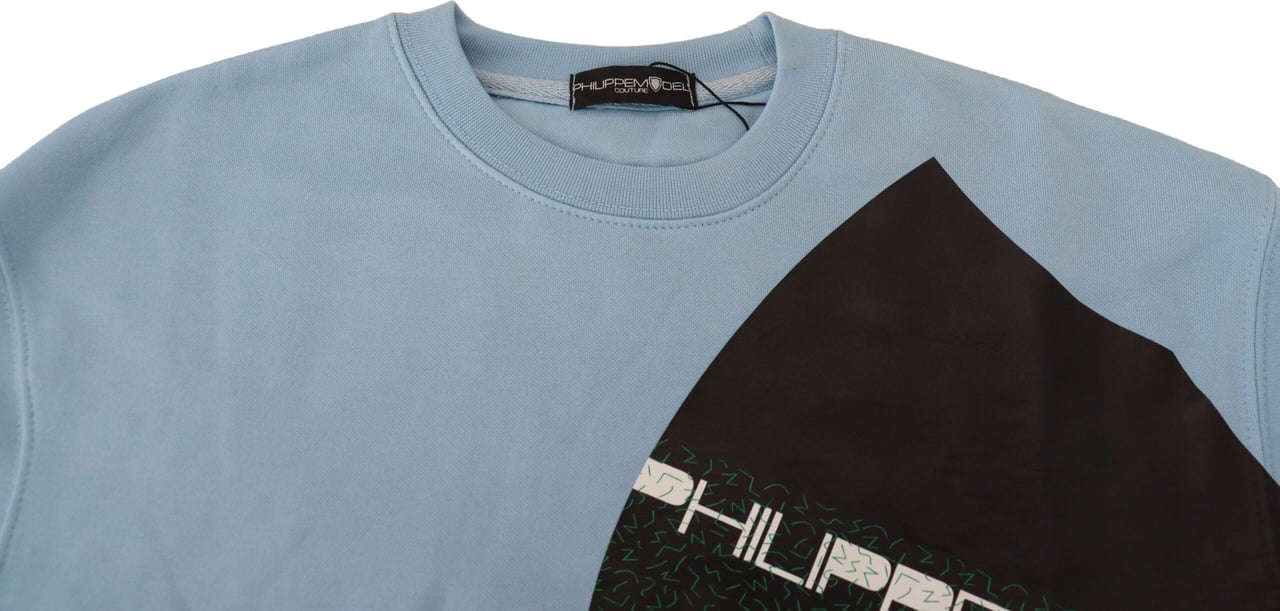 Philippe Model Light Blue Logo Printed Long Sleeves Sweater Lichtblauw
