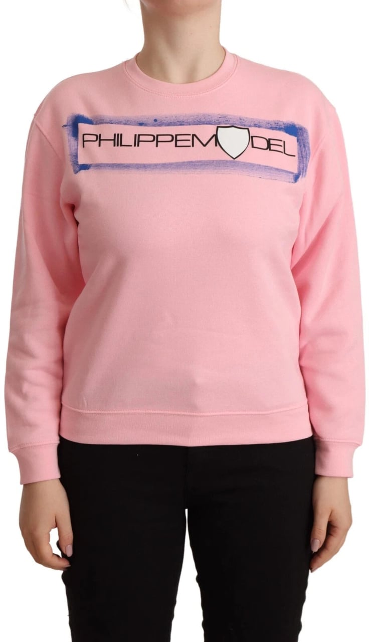 Philippe Model Pink Printed Long Sleeves Pullover Sweater Roze