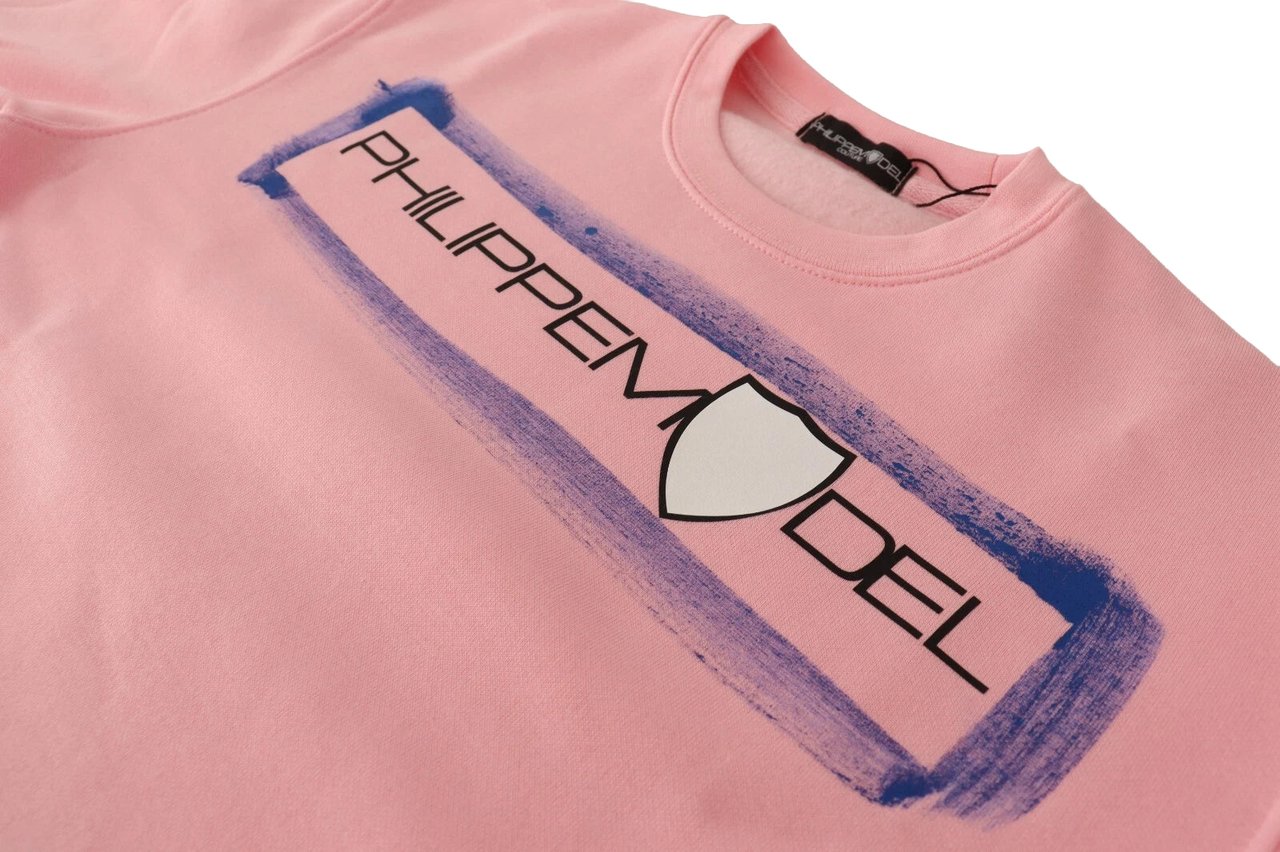 Philippe Model Pink Printed Long Sleeves Pullover Sweater Roze