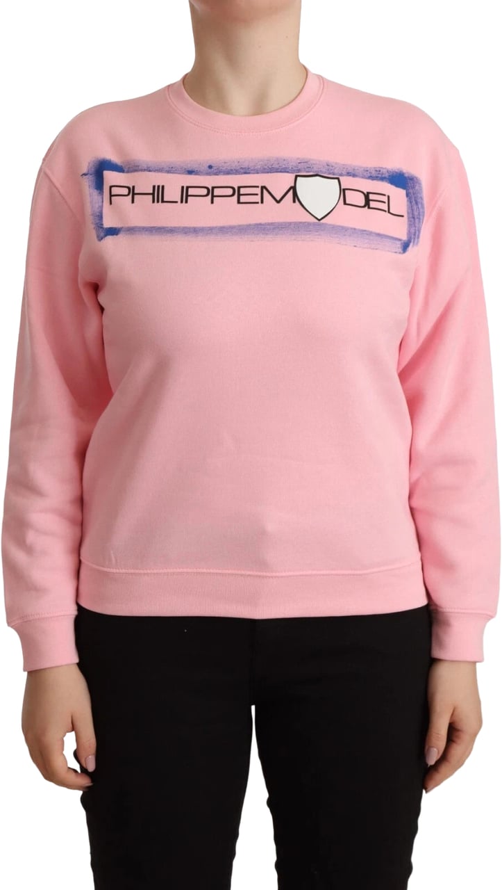 Philippe Model Pink Printed Long Sleeves Pullover Sweater Roze