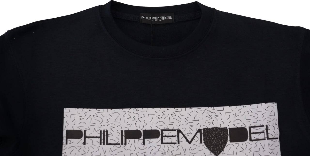 Philippe Model Black Printed Long Sleeves Pullover Sweater Zwart