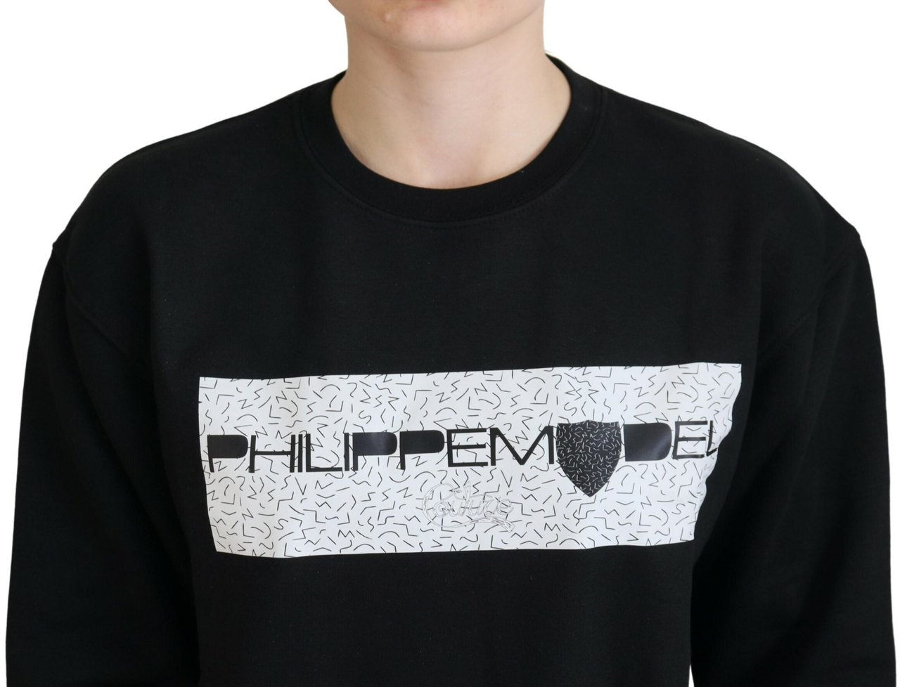 Philippe Model Black Printed Long Sleeves Pullover Sweater Zwart