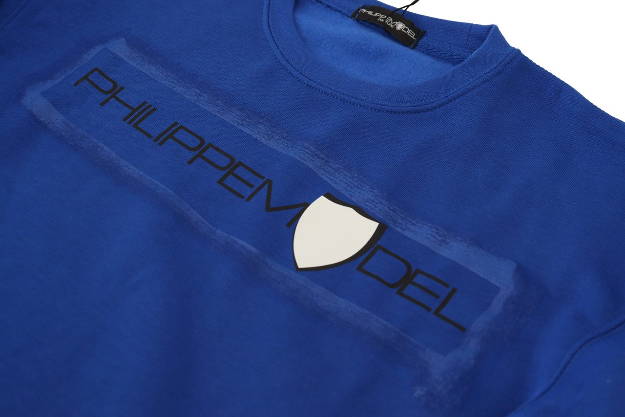 Philippe Model Blue Printed Long Sleeves Pullover Sweater Divers