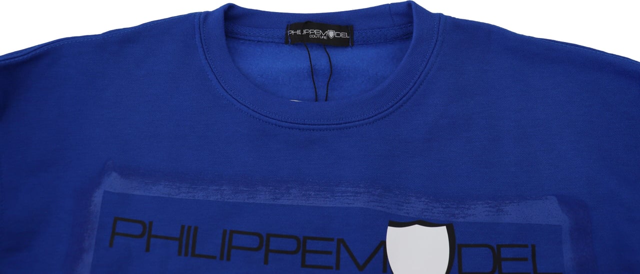 Philippe Model Blue Printed Long Sleeves Pullover Sweater Divers