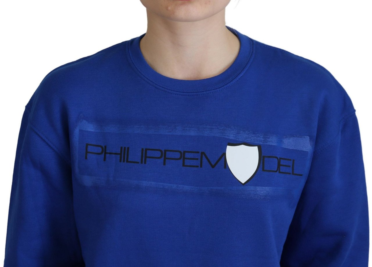 Philippe Model Blue Printed Long Sleeves Pullover Sweater Divers