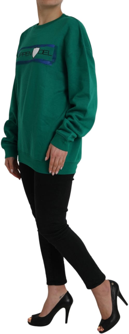 Philippe Model Green Cotton Logo Print Long Sleeves Pullover Sweater Groen