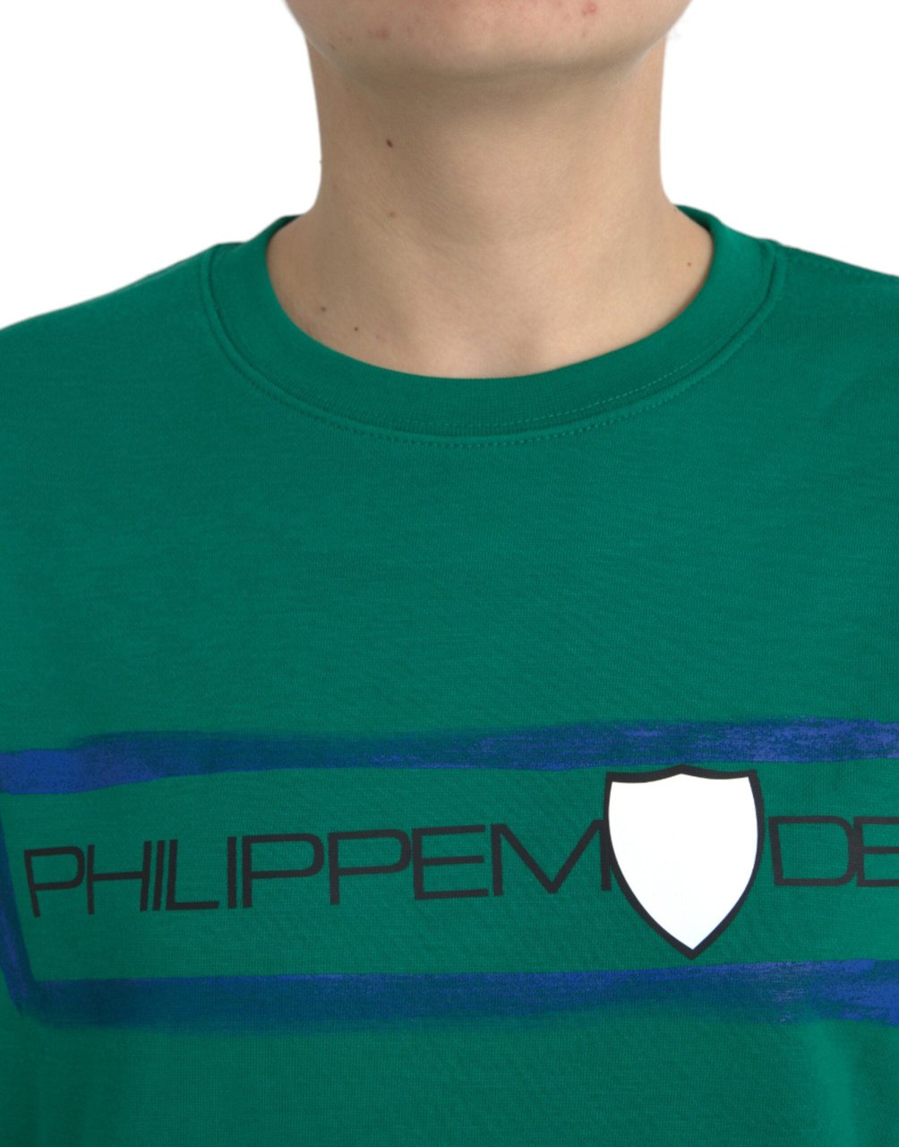 Philippe Model Green Cotton Logo Print Long Sleeves Pullover Sweater Groen