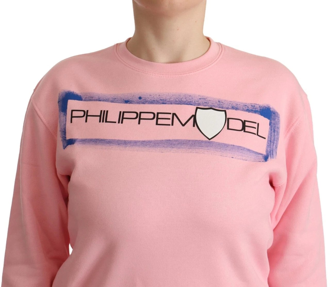 Philippe Model Pink Printed Long Sleeves Pullover Sweater Roze