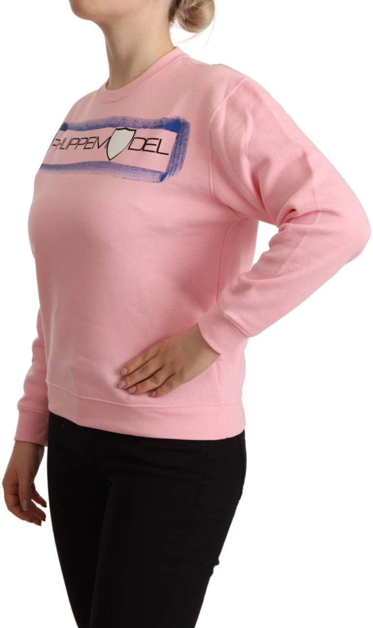 Philippe Model Pink Printed Long Sleeves Pullover Sweater Roze