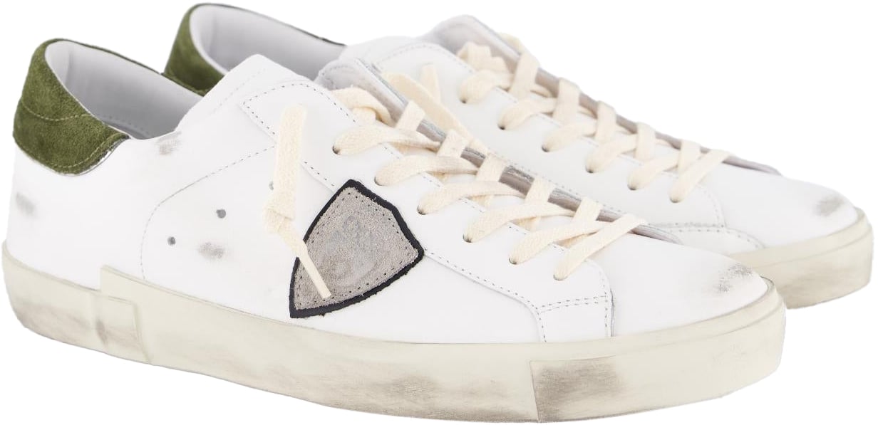 Philippe Model Heren Prsx Low Sneaker Wit/Groen Wit