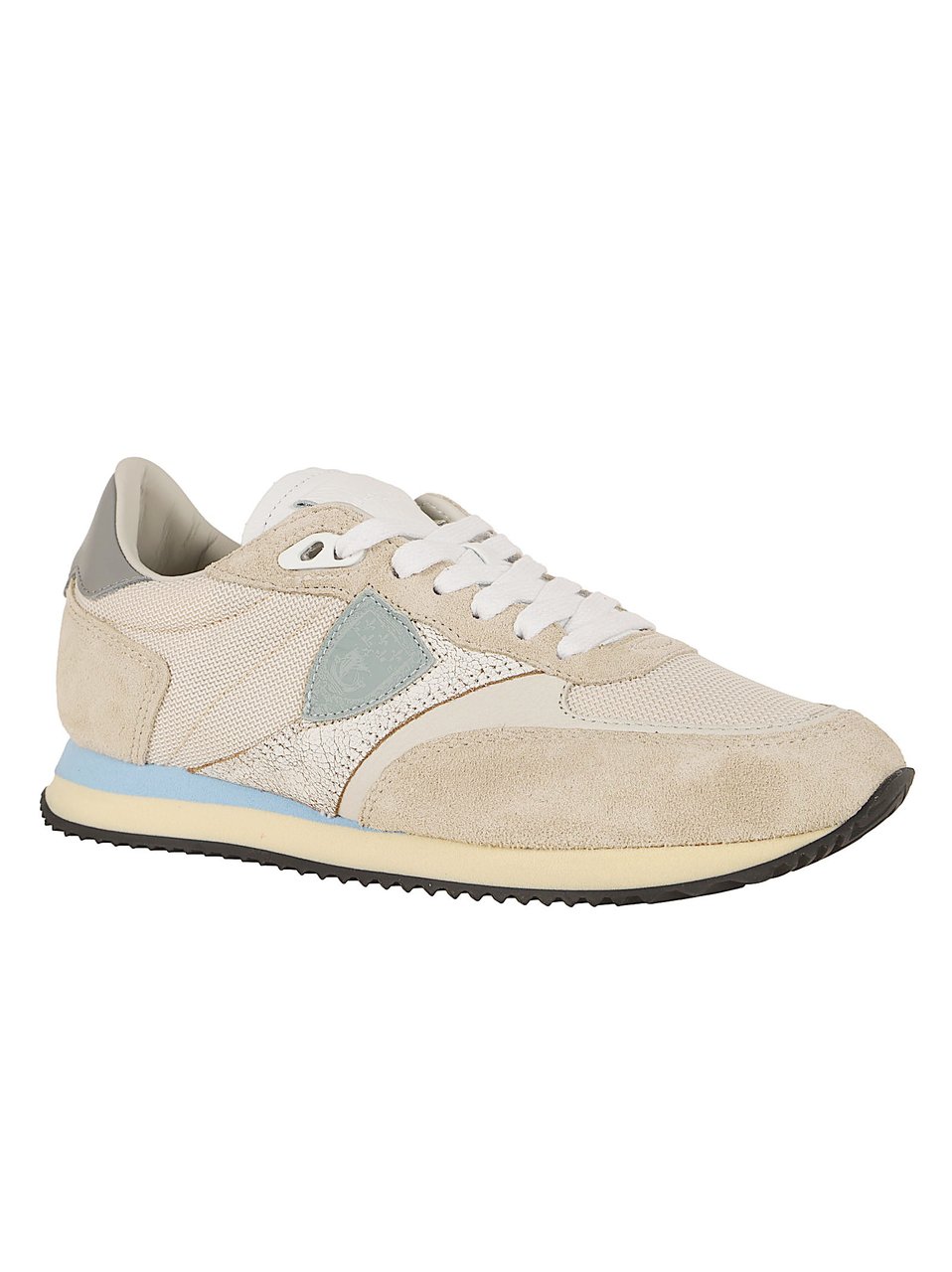 Philippe Model Retro-Inspired Low Sneakers with Iconic Shield Logo Beige