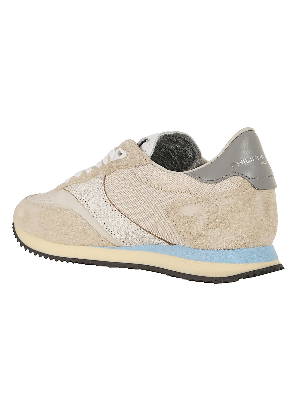 Philippe Model Retro-Inspired Low Sneakers with Iconic Shield Logo Beige