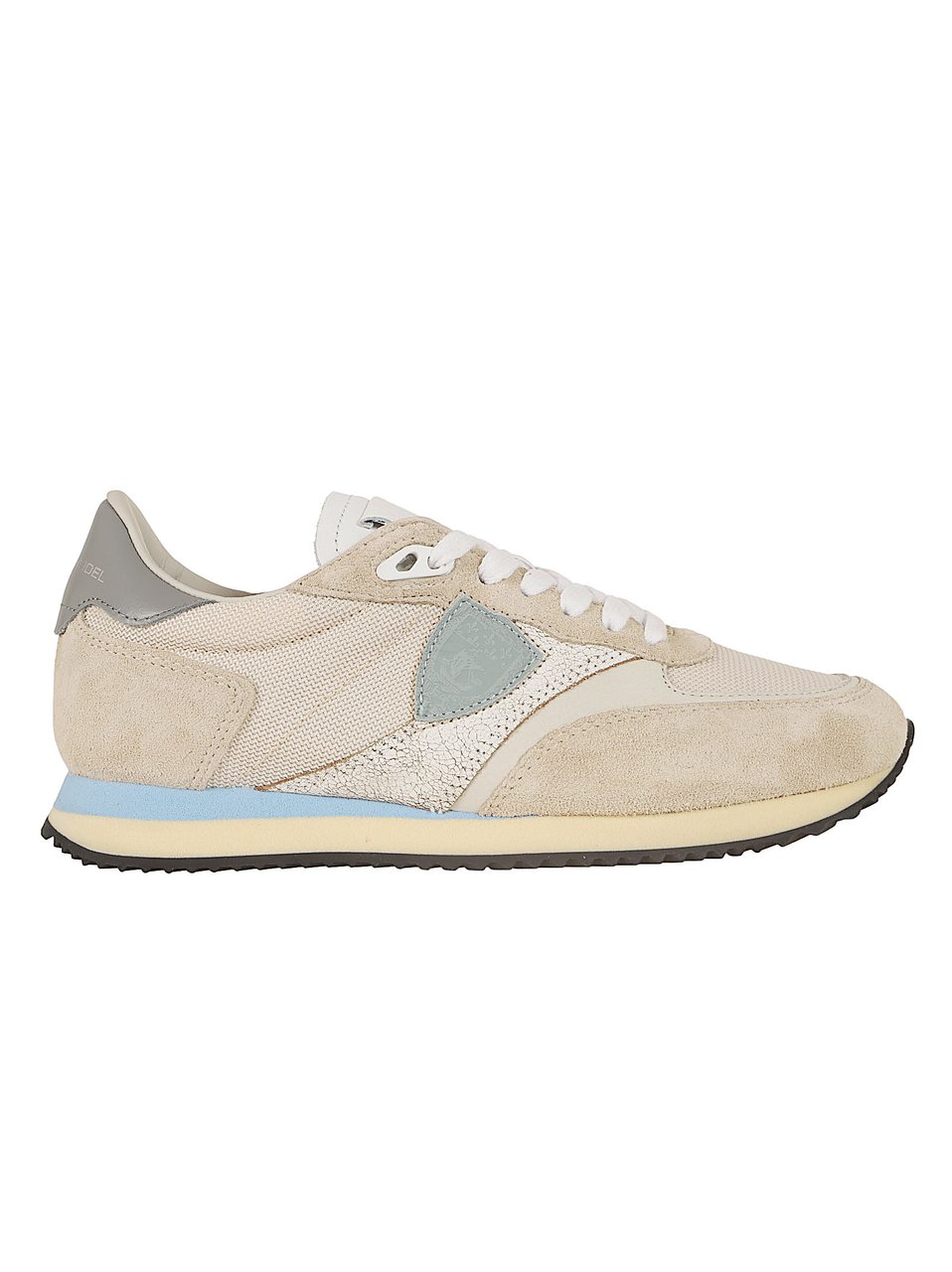 Philippe Model Retro-Inspired Low Sneakers with Iconic Shield Logo Beige