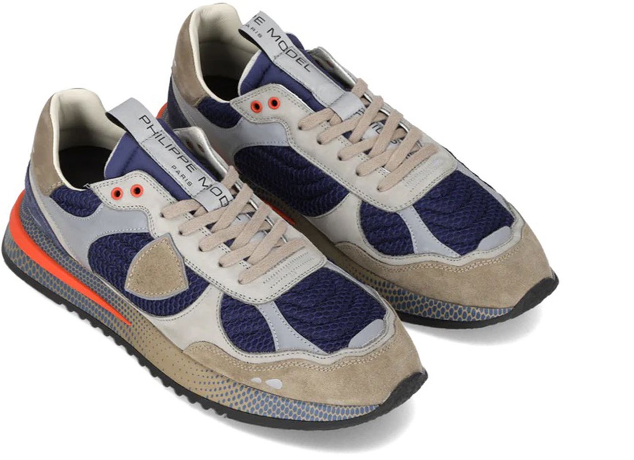 Philippe Model Sneakers Nubuck Resau Popbleu Gris Beige