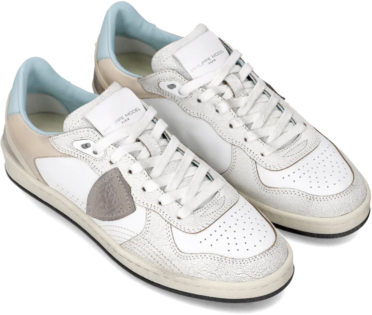 Philippe Model Sneakers Veau Crackléblanc Ciel Divers