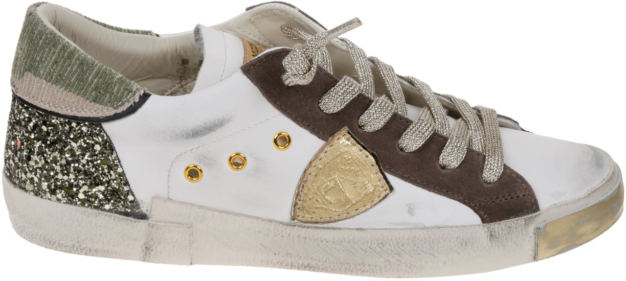 Philippe Model Flat Shoes Bianco Oro Marrone Beige Beige