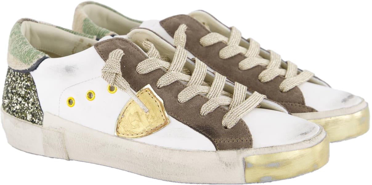 Philippe Model Dames Prsx Low Sneaker Wit/Glitter Wit