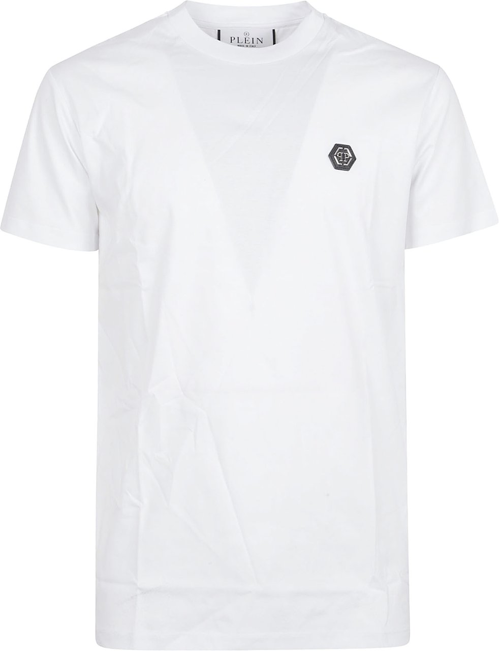 Philipp Plein Short-Sleeve White T-Shirt with Monogram Embroidery Wit