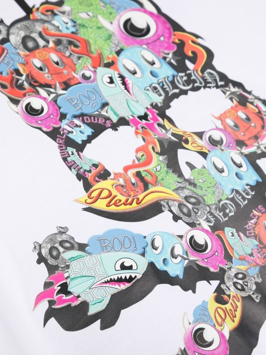 Philipp Plein MAXI T-SHIRT SKULL Wit