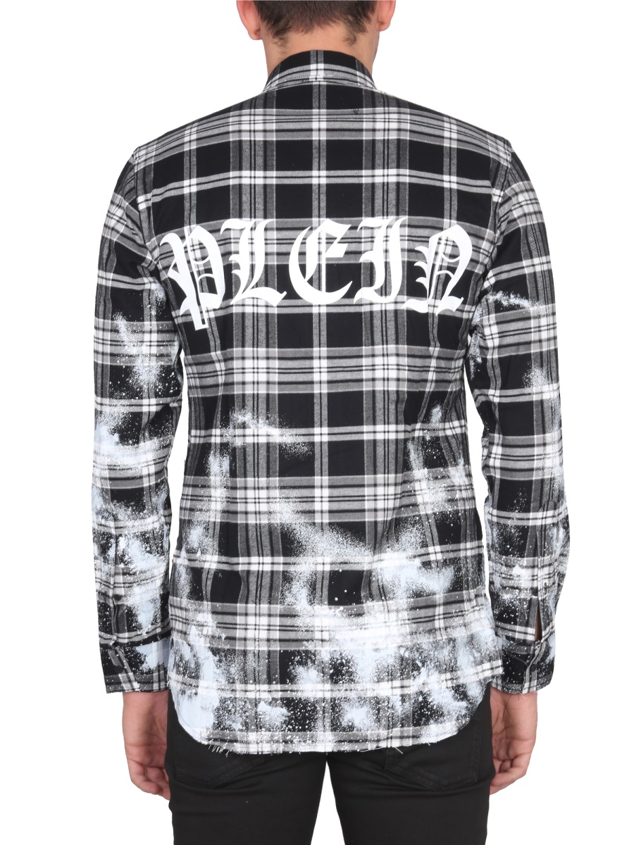 Philipp Plein TARTAN PATTERN SHIRT Zwart
