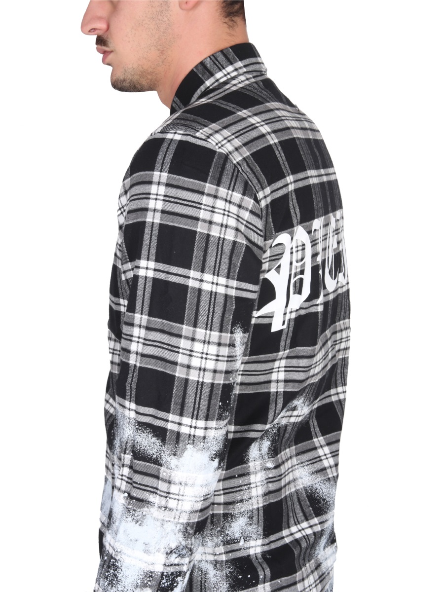 Philipp Plein TARTAN PATTERN SHIRT Zwart